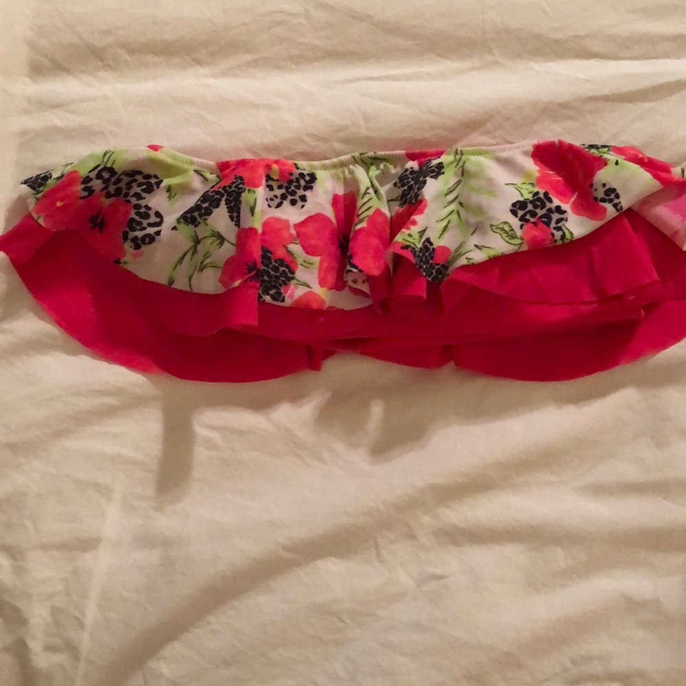 Hot pink ruffle top bikini